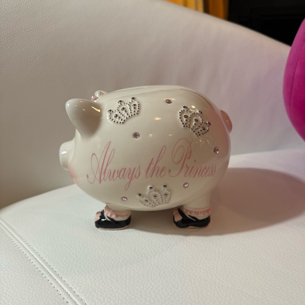 Princess Piggy Bank - Cream and Pink